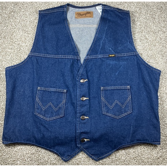 Wrangler Other - Wrangler Vest Mens XXL Blue Denim Western Button Front Pockets 1074130PW